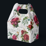 Caja Para Regalos Vintage Christmas Rosa Joyeux Noel Ephemera<br><div class="desc">Elegante y ricamente detallada composición floral vintage de Navidad sin fisuras con tipografía "Joyeux Noel",  escritura manuscrita,  gráfico postal,  hueco,  mistletoe,  y rosas de color rojo y marfil profundo con antecedentes de pergamino envejecido.</div>