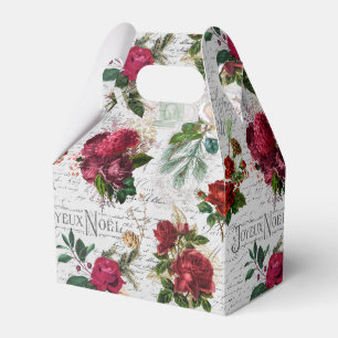 Caja Para Regalos Vintage Christmas Rosa Joyeux Noel Ephemera