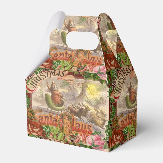 Caja Para Regalos Vintage Christmas Santa Claus Sleigh (Front Side)