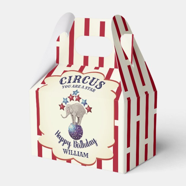 Caja Para Regalos Vintage Circus Elephant Birday (Front Side)