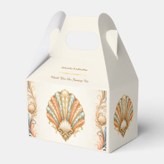 Caja Para Regalos Vintage conchas marinas de boda azul coral costero