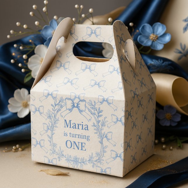Caja Para Regalos Vintage Coquette Blue Bow Cumpleaños (Subido por el creador)
