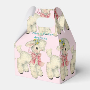Caja Para Regalos Vintage, Happy Easter, Lamb, Personalizado