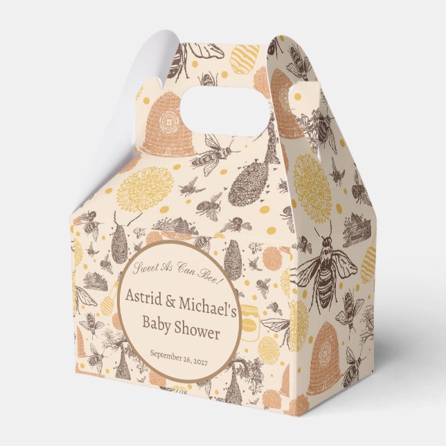 Caja Para Regalos Vintage Honey Bumblebee Baby Shower (Front Side)