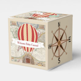 Caja Para Regalos Vintage Hot Air Balloons World Map Baby Shower
