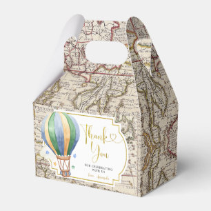 Caja Para Regalos Vintage Map Hot Air Balloon Baby Shower