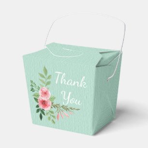 Caja Para Regalos Vintage Mint Green Gracias Flores Rosa