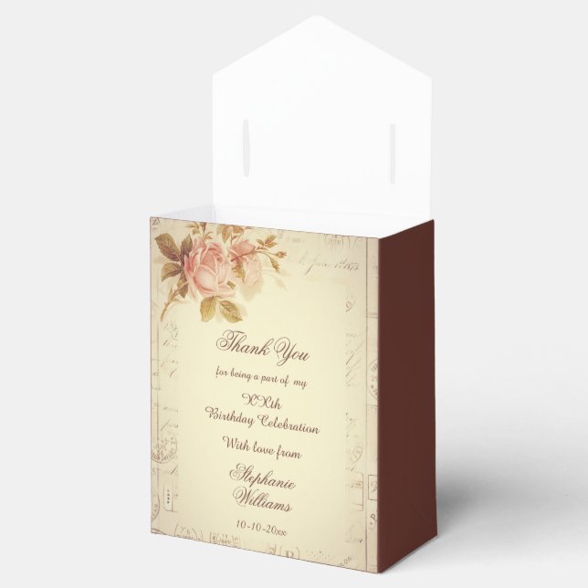 Caja Para Regalos Vintage Paris Postmarks Chic Roses  (Abierto)