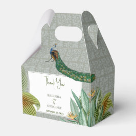 Caja Para Regalos Vintage Peacock Feather Boda de la vegetación trop