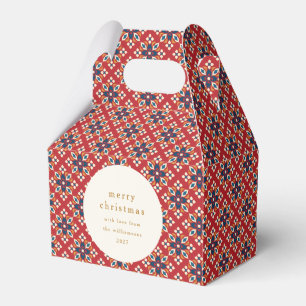 Caja Para Regalos Vintage Red Blue Geométrico Personalizado Feliz Na