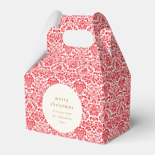 Caja Para Regalos Vintage Red Damask Personalizado festivo Feliz Nav