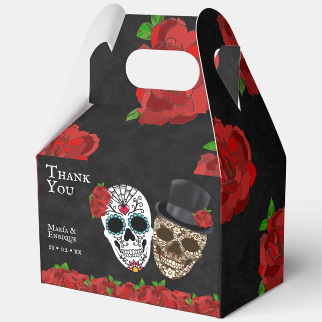 Caja Para Regalos Vintage Sugar Skull Wedding (Anverso)