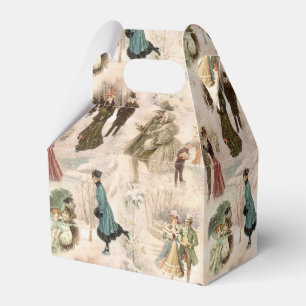 Caja Para Regalos Vintage Winter Fun Snow Scenes una escena de nieve