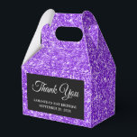Caja Para Regalos Violet Purpurina 21st Birthday Gracias<br><div class="desc">Crea tu propia fiesta de cumpleaños gracias cajas de favores. Girly imita a un purpurina violeta brillante en el fondo es arte digital que imprime como una foto. Personalizar los estilos de fuente para crear sus propios cuadros de favoritos. También puede cambiar el color de la superposición del rectángulo negro...</div>