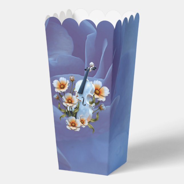 Caja Para Regalos Violín blanco con flores - Música elegante y natur (Anverso)