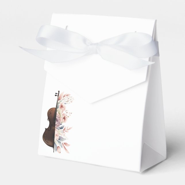 Caja Para Regalos Violín con flores. (Front Side)