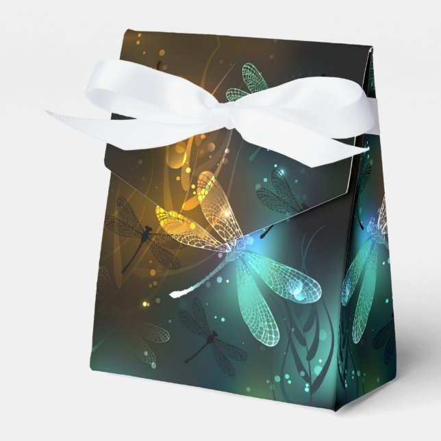 Caja Para Regalos Vuelo de libélula luminosa verde (Front Side)