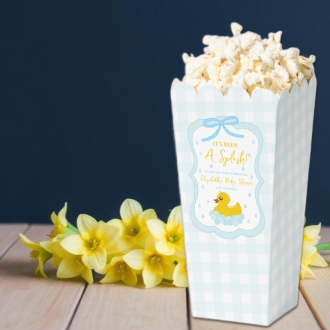 Caja Para Regalos Water Droplets Gingham Boy Baby Shower Thank You (Subido por el creador)