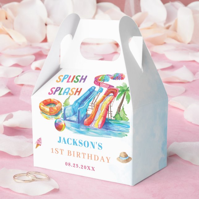 Caja Para Regalos Water Slide Splish Splash Birthday Party (Boda)
