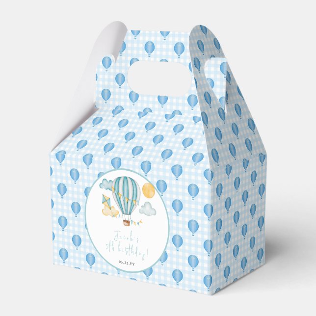 Caja Para Regalos Watercolo Hot Air Balloon Kid 5Cumpleaños Party (Front Side)