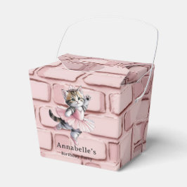 Caja Para Regalos Watercolor Ballerina Kitten Girl Birthday Party