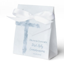 watercolor blue cross First Communion