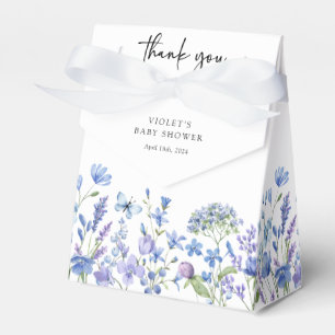 Caja Para Regalos Watercolor Blue Wildflower Baby Shower