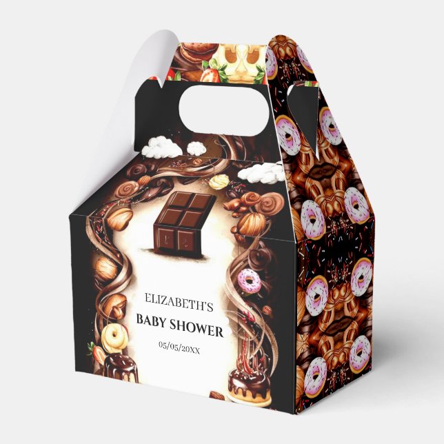 Caja Para Regalos Watercolor Chocolate Baby Shower (Front Side)
