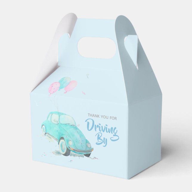 Caja Para Regalos Watercolor Cute Baby Shower Boy Favbox 🚗 (Front Side)