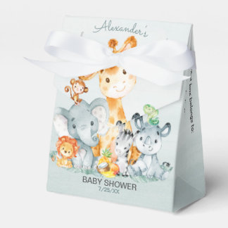 Caja Para Regalos Watercolor Cute Safari Jungle Chica Baby Shower