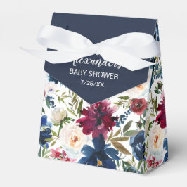 Caja Para Regalos Watercolor de la Marina de Borgoña Flores Baby Sho