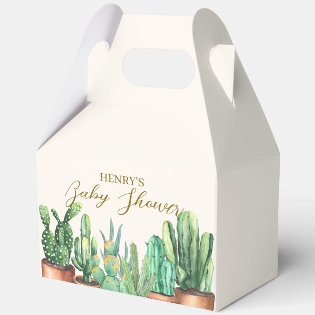 Caja Para Regalos Watercolor Desert Cactus Garden Baby Shower (Reverso )