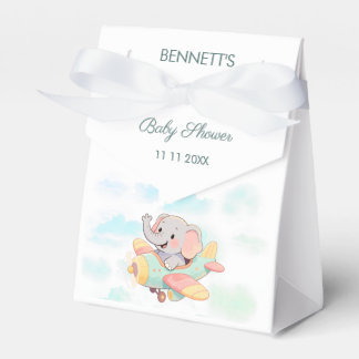 Caja Para Regalos Watercolor Elephant Airplane Baby Shower Favor Box