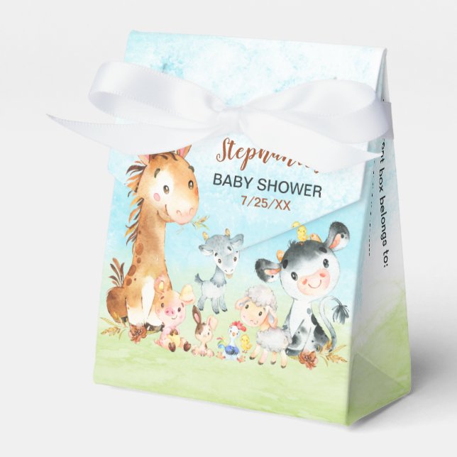 Caja Para Regalos Watercolor Farm Animals Baby Showerm (Front Side)