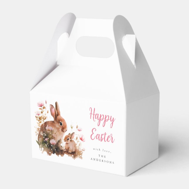 Caja Para Regalos Watercolor Floral Bunny Easter (Front Side)
