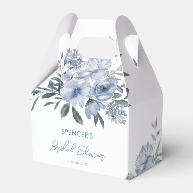 Caja Para Regalos Watercolor Floral Dusty Blue Bridal Shower (Front Side)