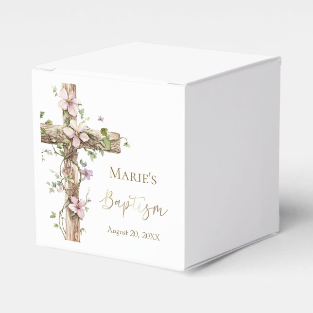 Caja Para Regalos Watercolor Floral Holy Cross Baptism (Costado Anverso)