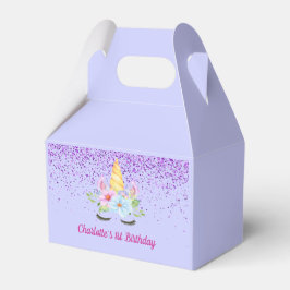 Caja Para Regalos Watercolor Floral Magical Unicornio 1er cumpleaños