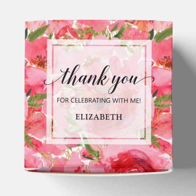 Caja Para Regalos Watercolor Floral Peonies Bridal Shower (Parte superior)
