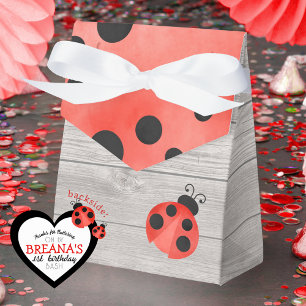 Caja Para Regalos Watercolor Ladybug en Wood Birthday Tret