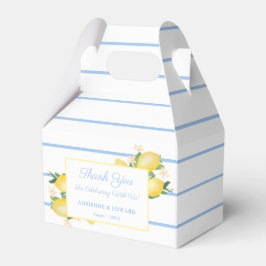 Caja Para Regalos Watercolor Lemons Pale Blue Stripes Wedding Ducha
