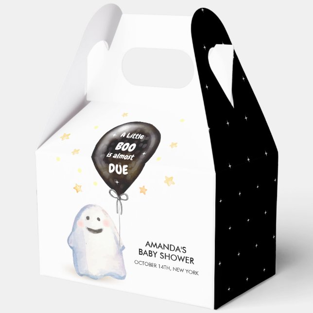 Caja Para Regalos Watercolor Little Boo Balloon Baby Shower (Anverso)