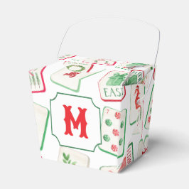 Caja Para Regalos Watercolor Mahjong Red & Green Christmas  Monogram