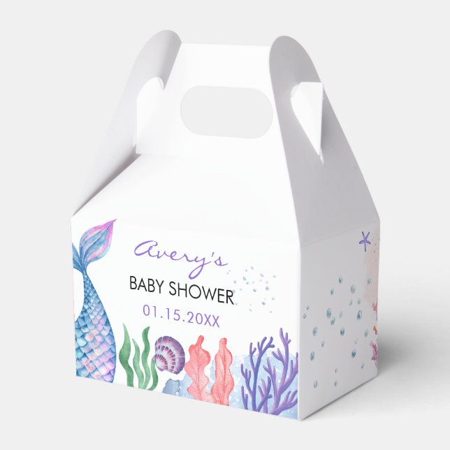 Caja Para Regalos Watercolor Mermaid Baby Shower FavBox (Front Side)