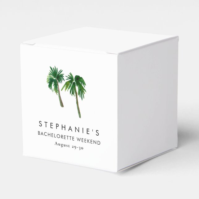 Caja Para Regalos Watercolor Palm Trepical Tropical Bachelorette (Costado Anverso)