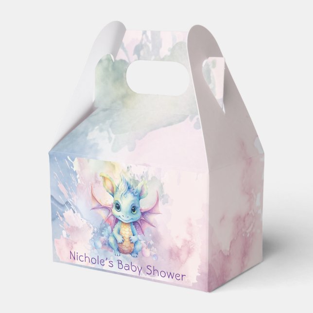 Caja Para Regalos Watercolor Pastel Dragon Chica Baby Shower
