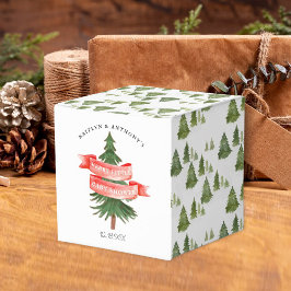 Caja Para Regalos Watercolor Pine Tree Merry Little Baby Shower