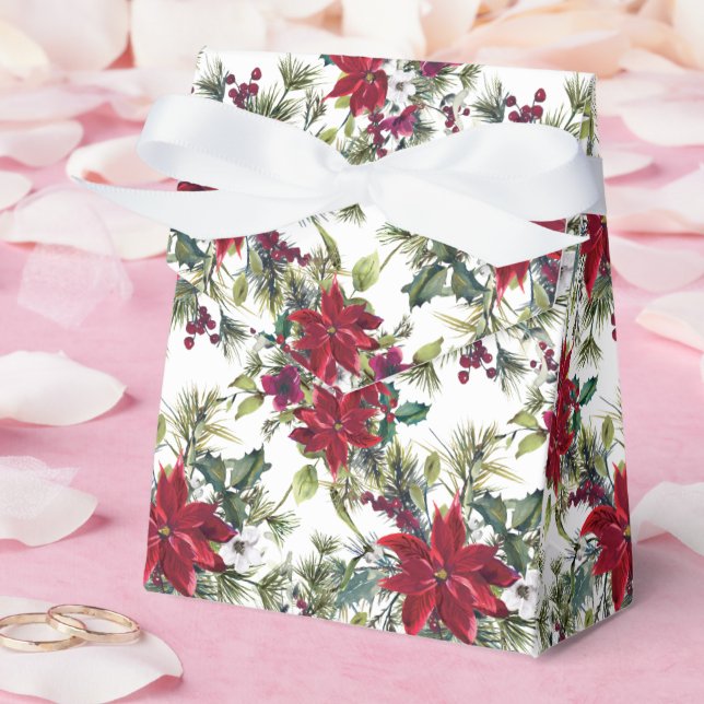 Caja Para Regalos Watercolor Poinsettia Pattern  (Boda)