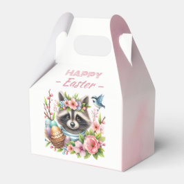 Caja Para Regalos Watercolor Raccoon Eggs y Flores de Pascua -