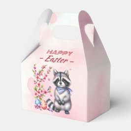 Caja Para Regalos Watercolor Raccoon Eggs y Flores de Pascua -